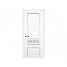 Межкомнатная дверь PROFILO PORTE PSCL-29-1, Белый со стеклом Белое, заливной витраж серебро рис. Калипсо, двухсторонний