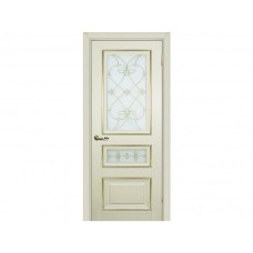 Межкомнатная дверь PROFILO PORTE PSCL-29-2, Магнолия со стеклом Белое, заливной витраж золото рис. Калипсо, двухсторонний