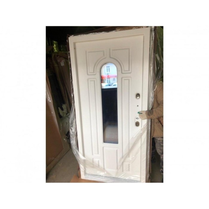 Входная дверь Заводские Двери Термо Лацио, белая, с терморазрывом