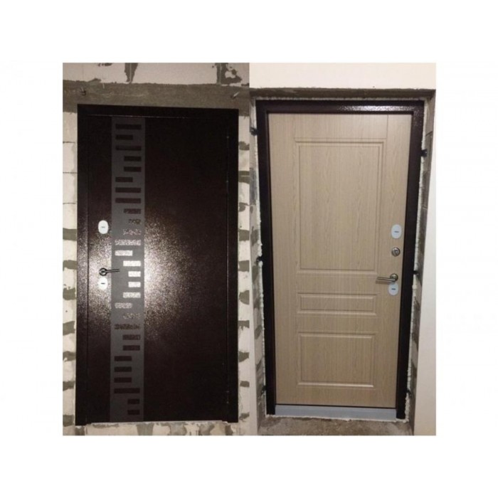 Входная дверь Заводские Двери Урал МП с отделкой панель беленый дуб, с терморазрывом
