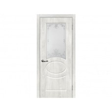 Межкомнатная дверь МАРИАМ Сиена-1, Дуб жемчужный со стеклом Сатинат, контурный полимер серебро