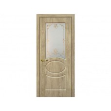Межкомнатная дверь МАРИАМ Сиена-1, Дуб песочный со стеклом Сатинат, контурный полимер золото