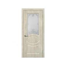 Межкомнатная дверь МАРИАМ Сиена-1, Дуб седой со стеклом Сатинат, контурный полимер серебро