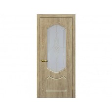 Межкомнатная дверь МАРИАМ Сиена-2, Дуб песочный со стеклом Сатинат, контурный полимер золото