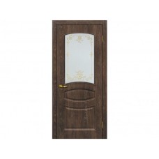 Межкомнатная дверь МАРИАМ Сиена-5, Дуб корица со стеклом Сатинат, контурный полимер золото