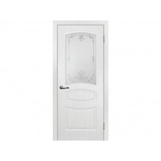 Межкомнатная дверь МАРИАМ Сиена-5, Пломбир со стеклом Сатинат, контурный полимер серебро