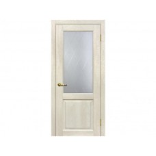 Межкомнатная дверь МАРИАМ Тоскана-1, Бьянко со стеклом Сатинат, контурный  полимер б-цв. рис. Ромб