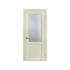 Межкомнатная дверь МАРИАМ Тоскана-1, Ваниль со стеклом Сатинат, контурный  полимер б-цв. рис. Ромб