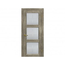 Межкомнатная дверь МАРИАМ Тоскана-4, Гриджио со стеклом Сатинат с художественным рисунком решетка