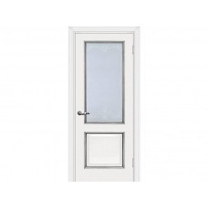Межкомнатная дверь МАРИАМ Мурано-1, Белый  серебро со стеклом Сатинат, контурный полимер серебро