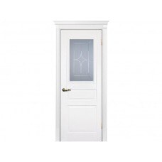 Межкомнатная дверь ТЕКОНА Смальта 01, Молочный ral 9010 со стеклом Сатинат, гравированное