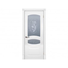 Межкомнатная дверь ТЕКОНА Смальта 02, Белый ral 9003 со стеклом Сатинат, пескоструйная обработка