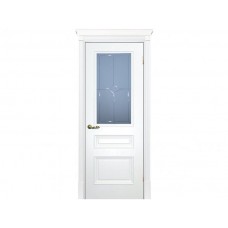 Межкомнатная дверь ТЕКОНА Смальта 06, Белый ral 9003 со стеклом Сатинат, гравированное