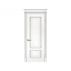 Межкомнатная дверь ТЕКОНА Смальта 08, Белый ral 9003  патина серебро, глухая