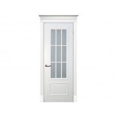 Межкомнатная дверь ТЕКОНА Смальта 08, Белый ral 9003 со стеклом Сатинат, пескоструйная обработка