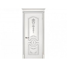 Межкомнатная дверь ТЕКОНА Смальта 11, Белый ral 9003  патина серебро, глухая