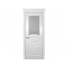 Межкомнатная дверь ТЕКОНА Смальта 12, Белый ral 9003 со стеклом Сатинат, гравированное