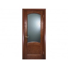 Межкомнатная дверь ТЕКОНА Вайт 01, Дуб со стеклом Белое, гравированное, рис. Готика