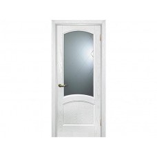 Межкомнатная дверь ТЕКОНА Вайт 01, Ясень  айсберг со стеклом Белое, гравированное, рис. Готика