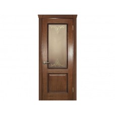 Межкомнатная дверь ТЕКОНА Фрейм 02, Дуб со стеклом Бронза, контурный витраж золото рис. №3,