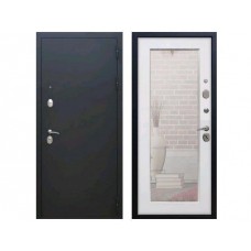 Входная дверь Rex 1А Пастораль с зеркалом (Черный муар / Ясень белый)