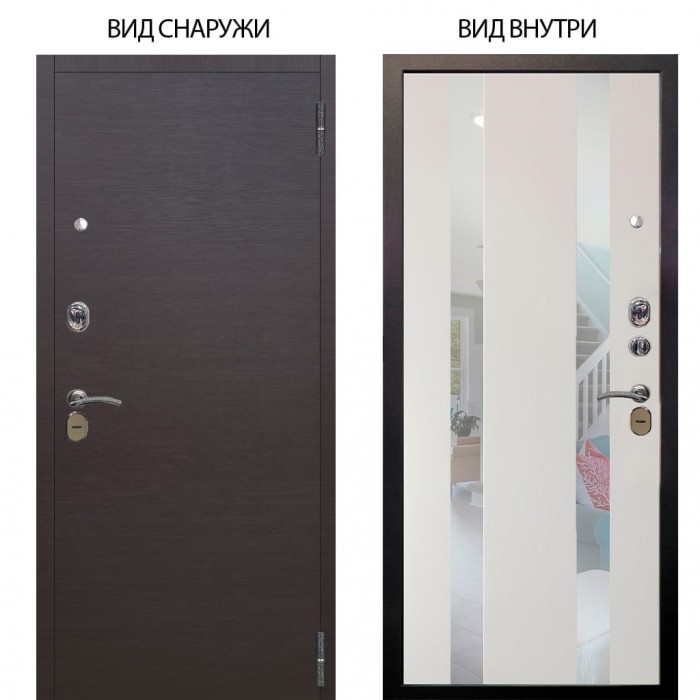 Стальная БЕРЛОГА XS / Элегант Венге горизонт / Дуэт Белое дерево вставки Николь