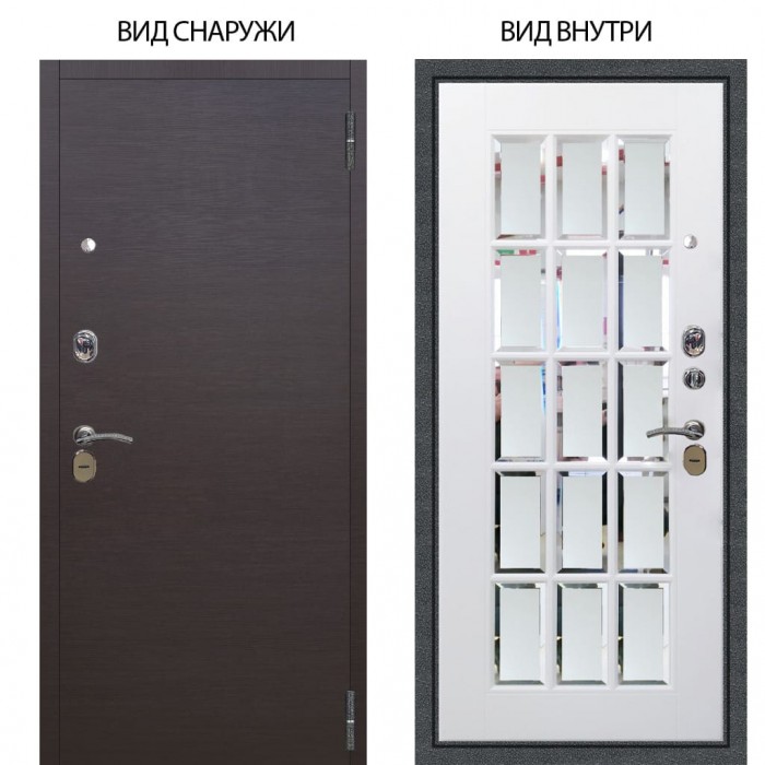 Стальная БЕРЛОГА XS / Элегант Венге горизонт / Мэрелин Софт милк с фацетом и пескоструем