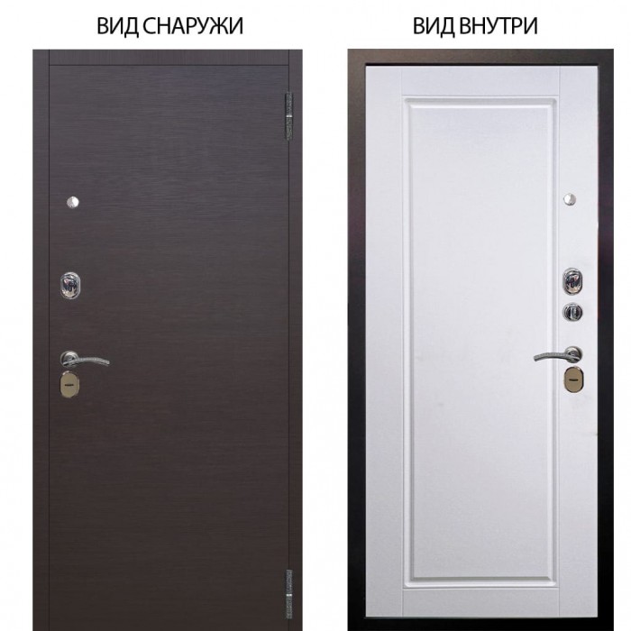 Стальная дверь БЕРЛОГА XS внешняя панель Элегант Венге горизонт внутренняя Тревор Софт милк