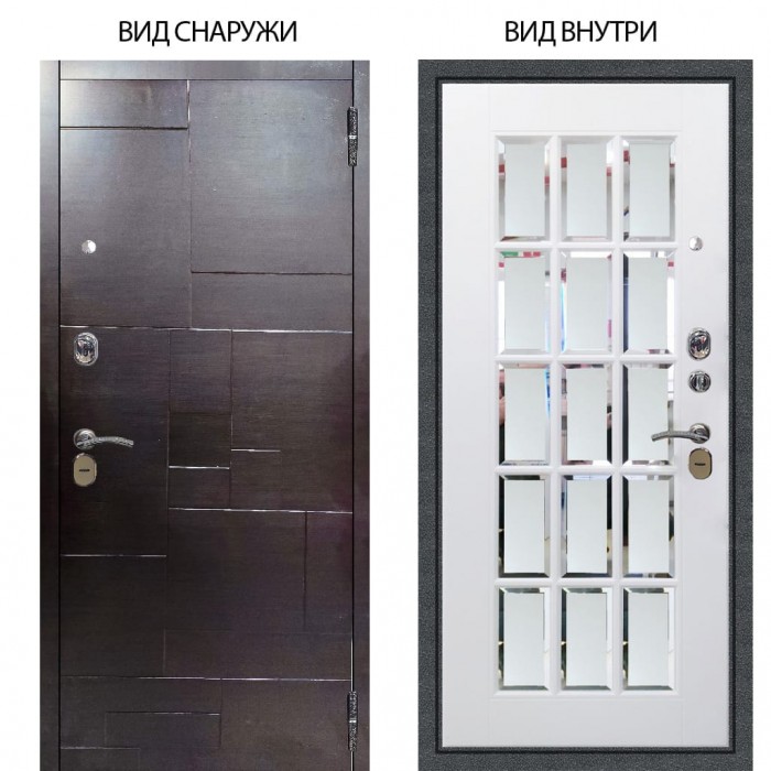 Стальная БЕРЛОГА XS / Форт Венге горизонт / Мэрелин Софт милк с фацетом и пескоструем