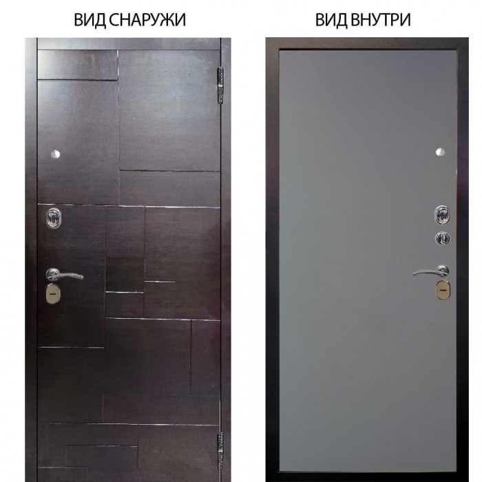 Стальная дверь БЕРЛОГА XS внешняя панель Форт Венге горизонт внутренняя Элегант Силк маус