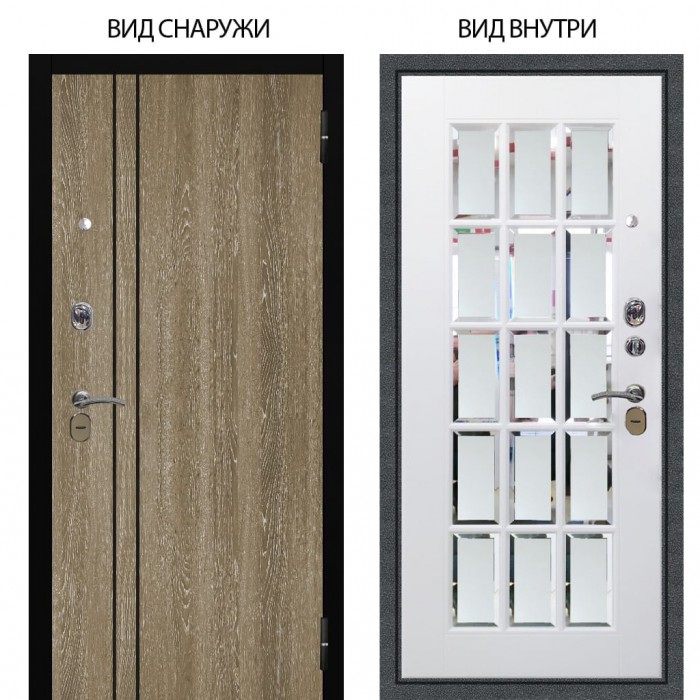 Стальная БЕРЛОГА XS / Гейджи Орех мраморный / Мэрелин Софт милк с фацетом и пескоструем