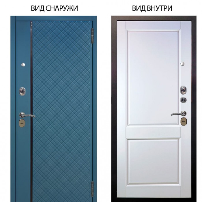 Стальная БЕРЛОГА XS / Рина Бирюза софт / Соренто Белая эмаль