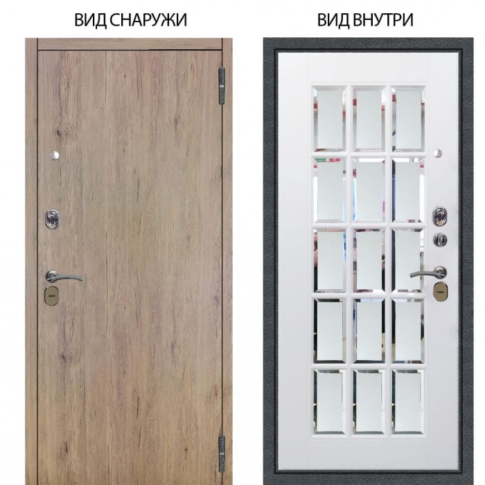 Стальная БЕРЛОГА XS / Элегант Рустик соломенный / Мэрелин Софт милк с фацетом и пескоструем