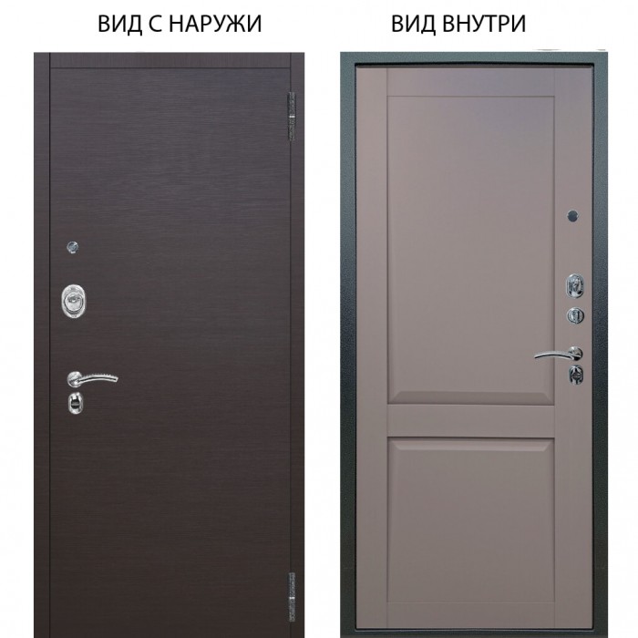 Входная дверь ARGUS Люкс АС внешняя панель Элегант Венге горизонт внутренняя Ариана Серая эмаль