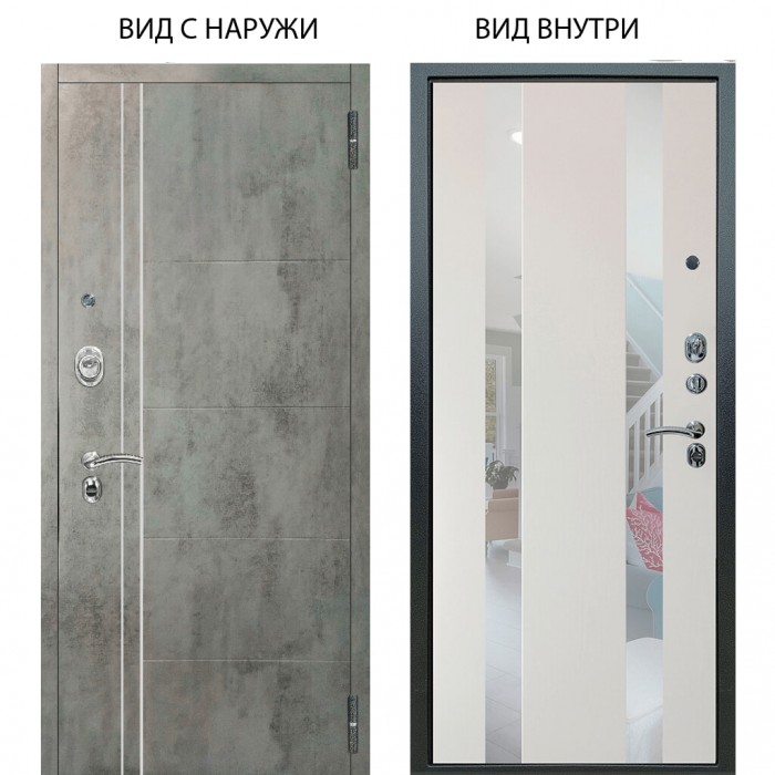 Люкс АС / Лофт Темный бетон / Дуэт Белое дерево вставки Николь