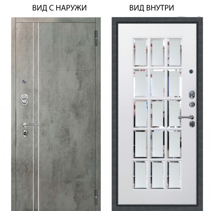 Люкс АС / Лофт Темный бетон / Мэрелин Софт милк зеркало с фацетом и пескоструем