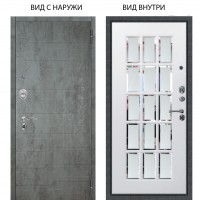 Люкс АС / Техно Темный бетон / Мэрелин Софт милк зеркало с фацетом и пескоструем