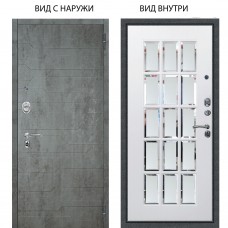 Люкс АС / Техно Темный бетон / Мэрелин Софт милк зеркало с фацетом и пескоструем
