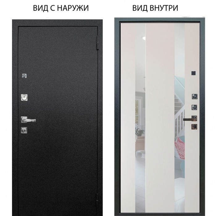 Люкс про 3К металл Черный шелк / Дуэт Белое дерево вставки Николь