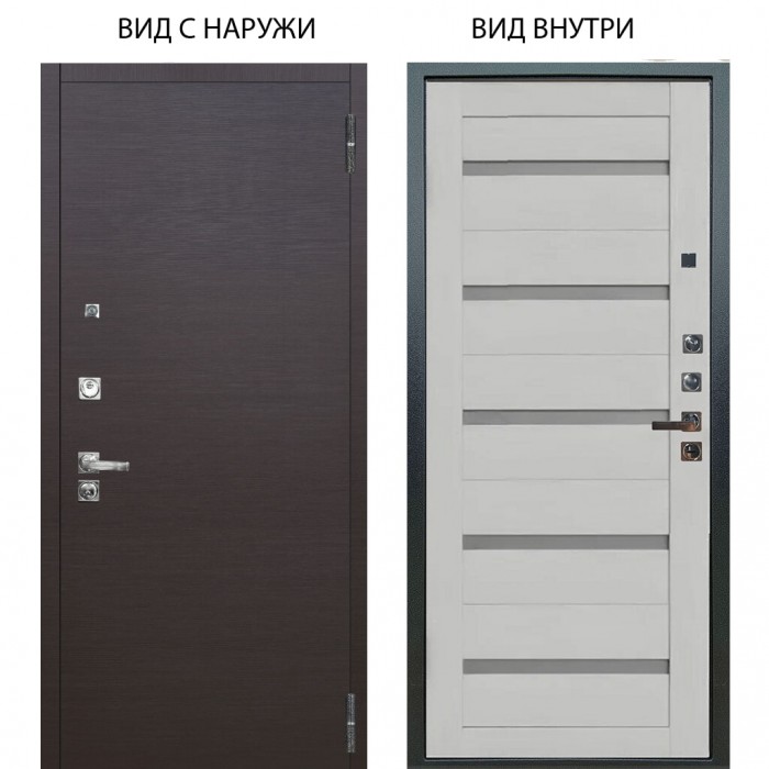 Входная дверь ARGUS Люкс про 3К внешняя панель Элегант Венге горизонт внутренняя Александра Серый винил