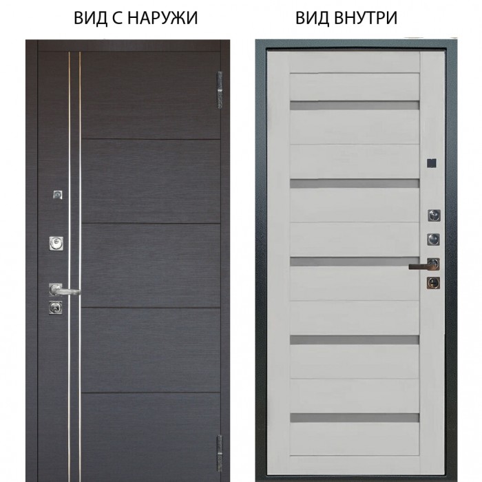 Входная дверь ARGUS Люкс про 3К внешняя панель Лофт Венге горизонт внутренняя Александра Серый винил