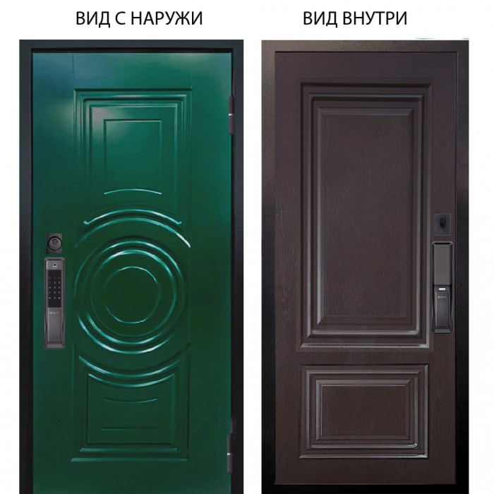 Входная дверь ARGUS SMART внешняя панель Бенадир RAL6005 внутренняя Элион Горький шоколад