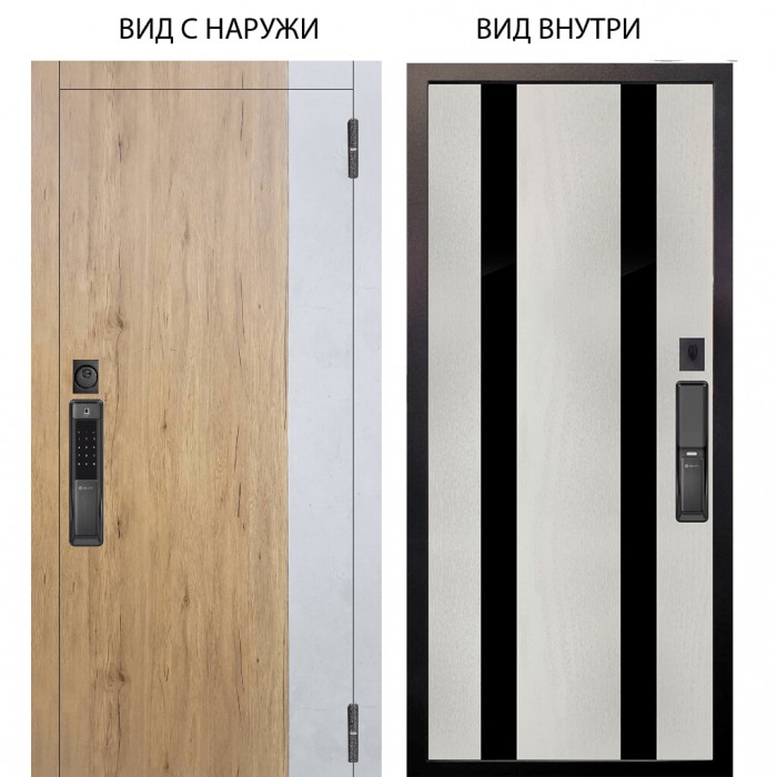 SMART / Эксперт Рустик соломенный - бетон урбан милк / Дуэт Белое дерево вставки Кензо