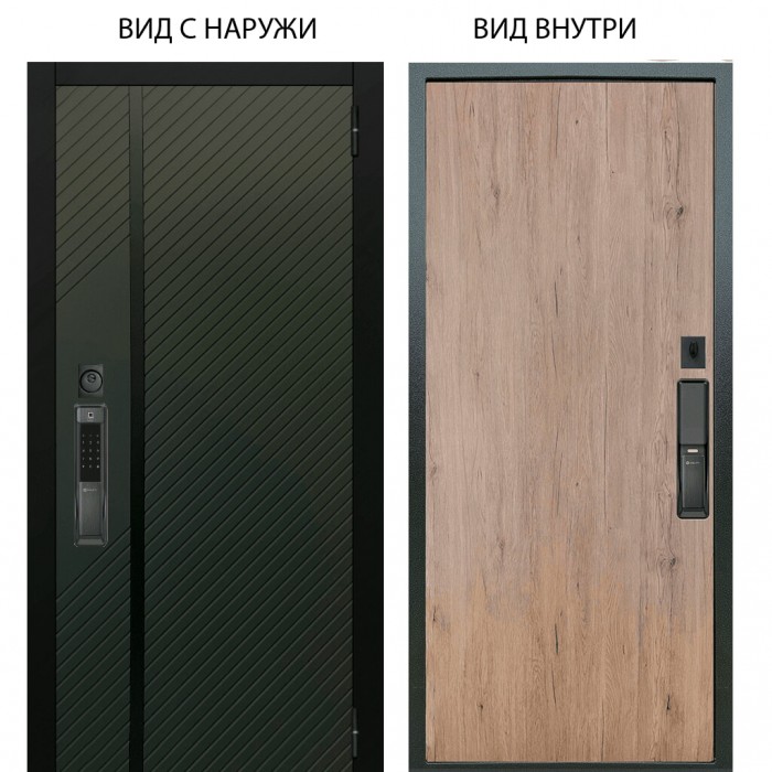 Входная дверь ARGUS SMART внешняя панель Ланцет олива софт внутренняя Элегант Рустик соломенный