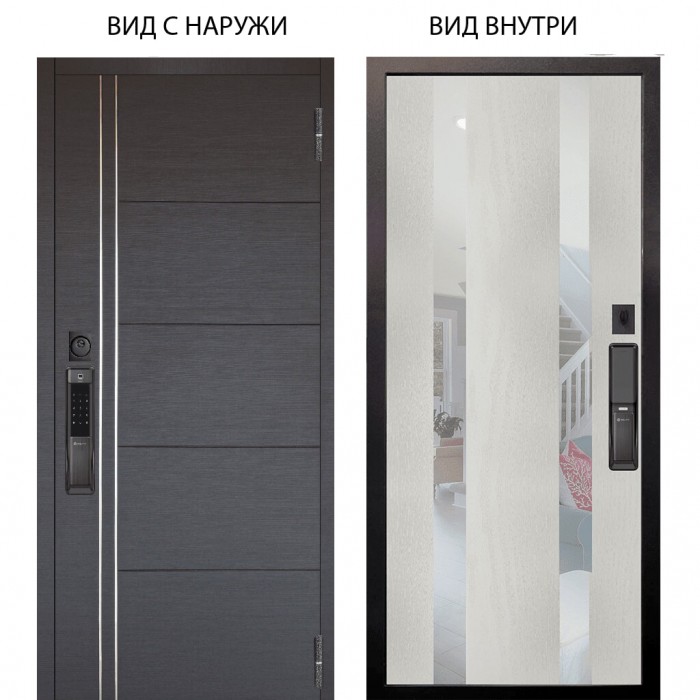Входная дверь ARGUS SMART внешняя панель Лофт Венге горизонт внутренняя Дуэт Белое дерево вставки Николь