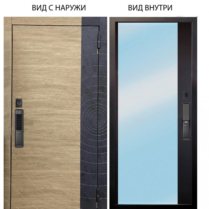 SMART / Раунд Дуб европ. красный горизонт - бетон урбан индиго / Магнум Черный софт