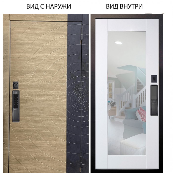 SMART / Раунд Дуб европ. красный горизонт - бетон урбан индиго / Милли Роял вуд белый