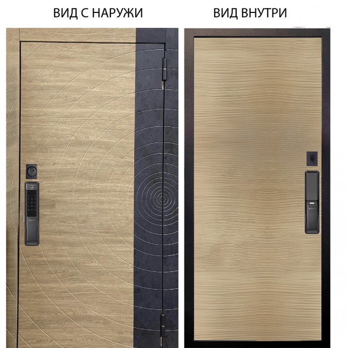 SMART / Раунд Дуб европ. красный горизонт - бетон урбан индиго / Элегант Дорс светлый горизонт