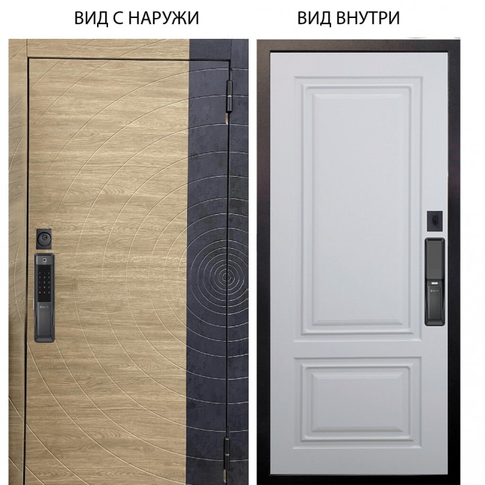 SMART / Раунд Дуб европ. красный горизонт - бетон урбан индиго / Элион Софт милк