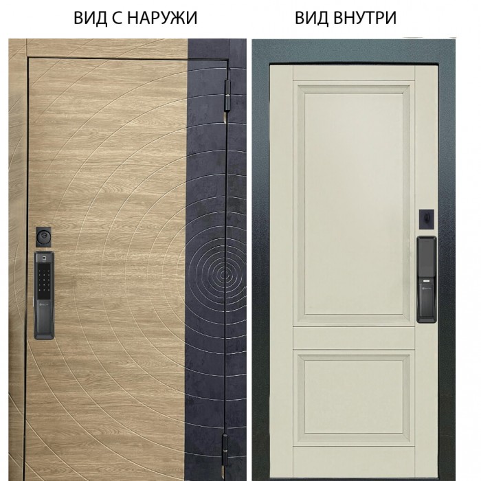 SMART / Раунд Дуб европ. красный горизонт - бетон урбан индиго / Анастасия 2 Ваниль винил